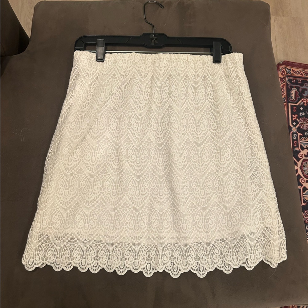 J. Crew White Lace Skirt
